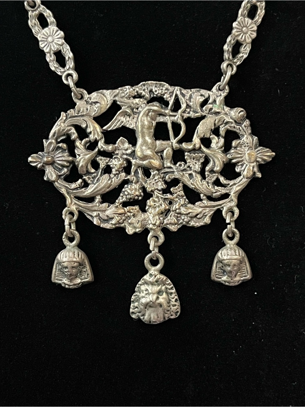Coppini Antique Italian Renaissance Revival 800 Silver Medallion Necklace 1750